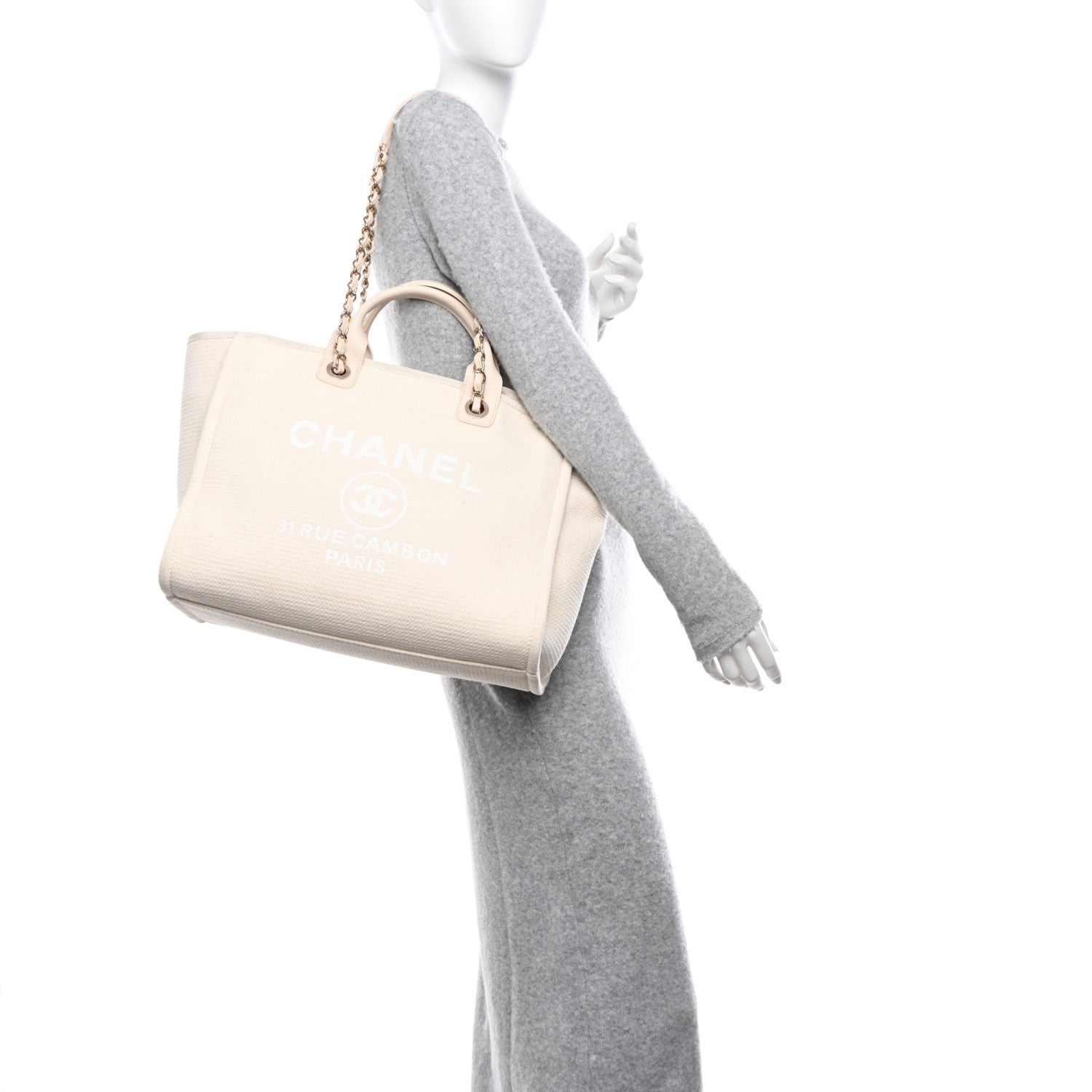 Chanel Mixed Fibers Medium Deauville Tote White 2 of 12