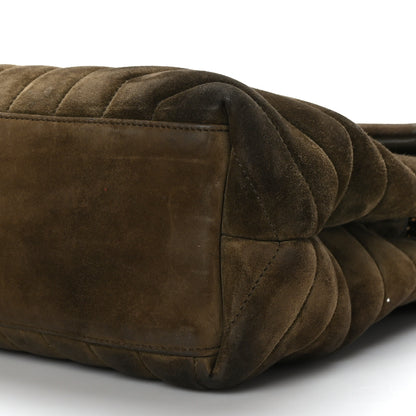 Saint Laurent Suede Y Quilted Monogram Medium Loulou Chain Satchel Olive 9 of 9