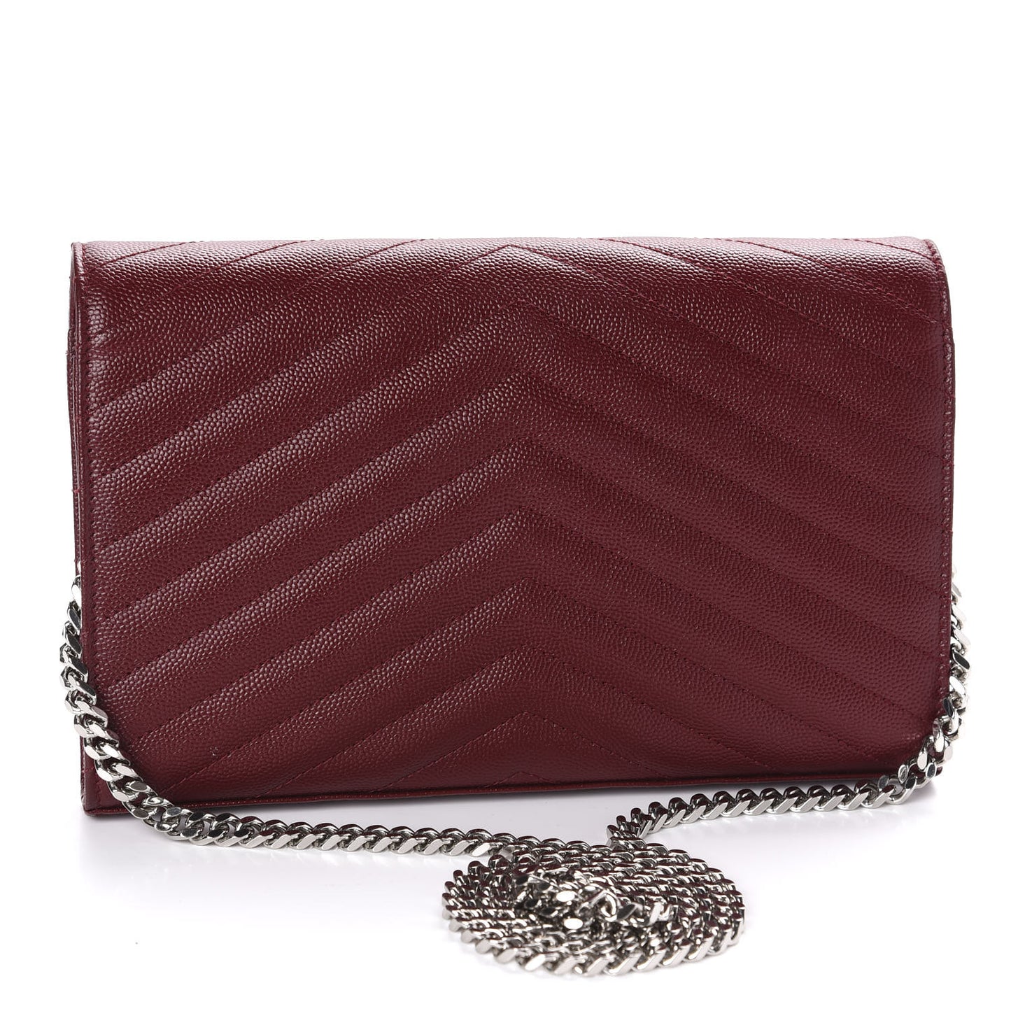 Grain De Poudre Matelasse Chevron Monogram Chain Wallet Palissandre