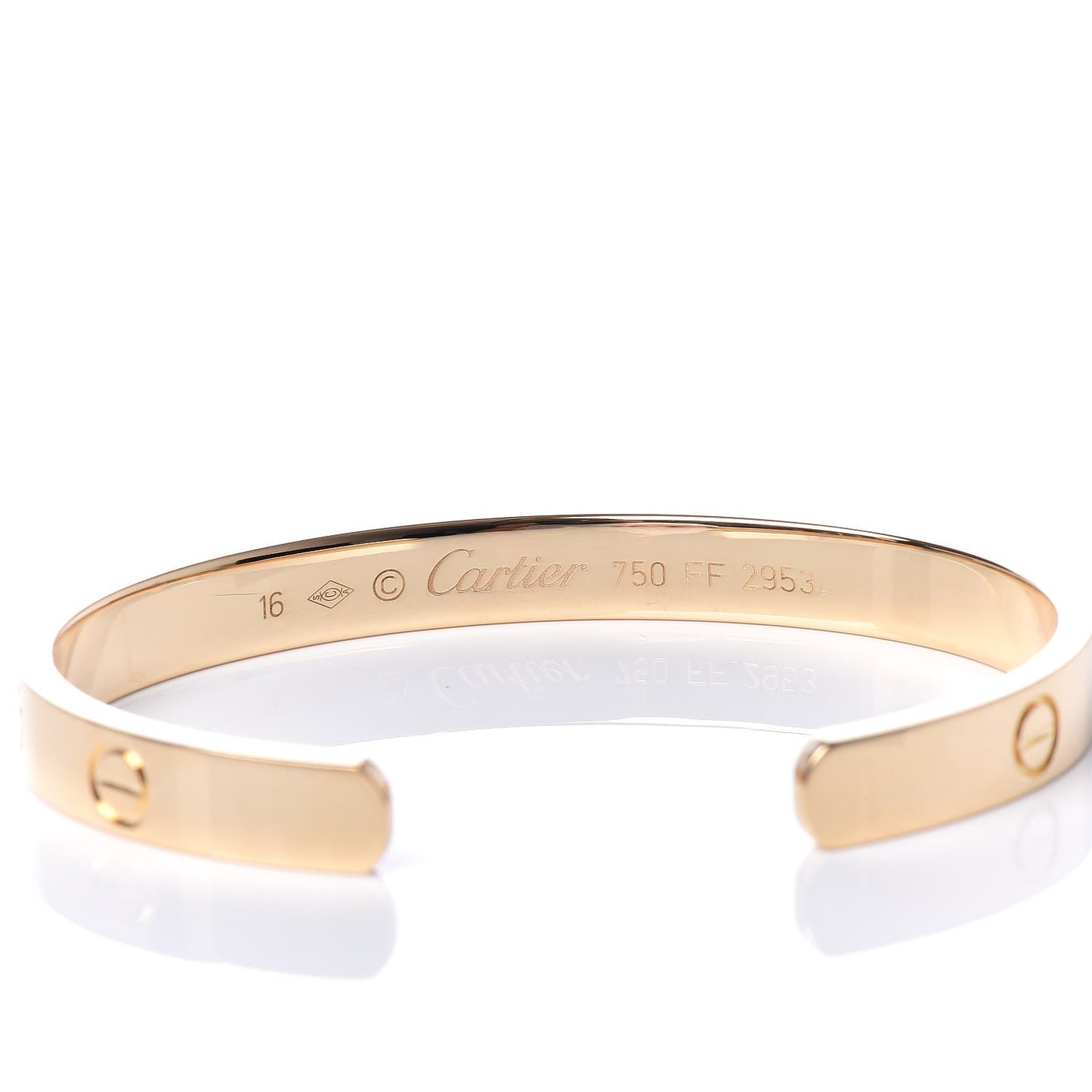 18K Yellow Gold LOVE Cuff Bracelet 16