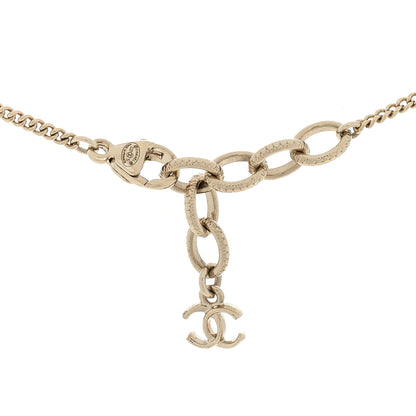 Chanel Pearl Crystal CC Heart Necklace Gold Pearly White Black 4 of 4