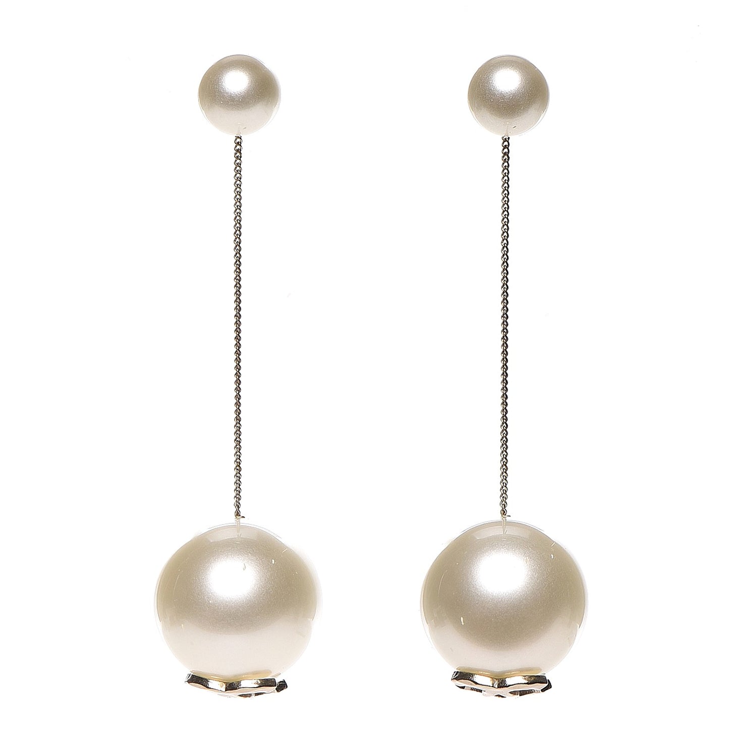 Pearl CC Drop Earrings Gold