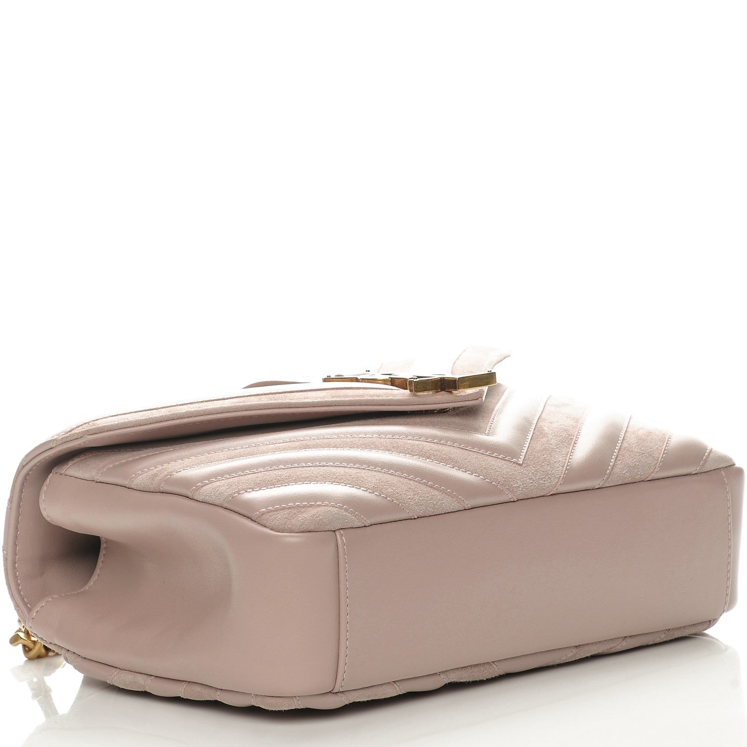 Saint Laurent Calfskin Suede Matelasse Chevron Medium Monogram College Bag Rose Poudre 4 of 9
