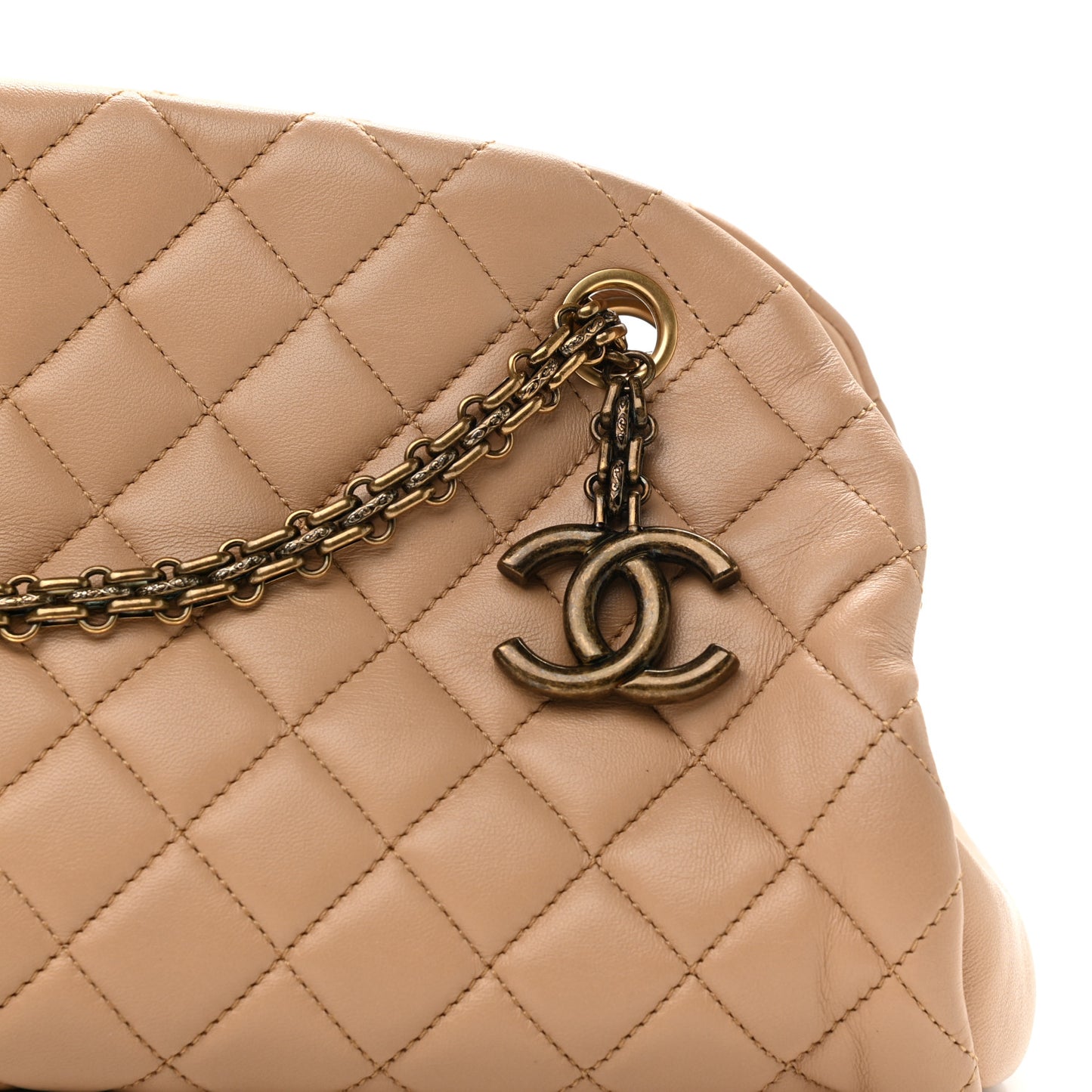 Lambskin Quilted Medium Just Mademoiselle Beige