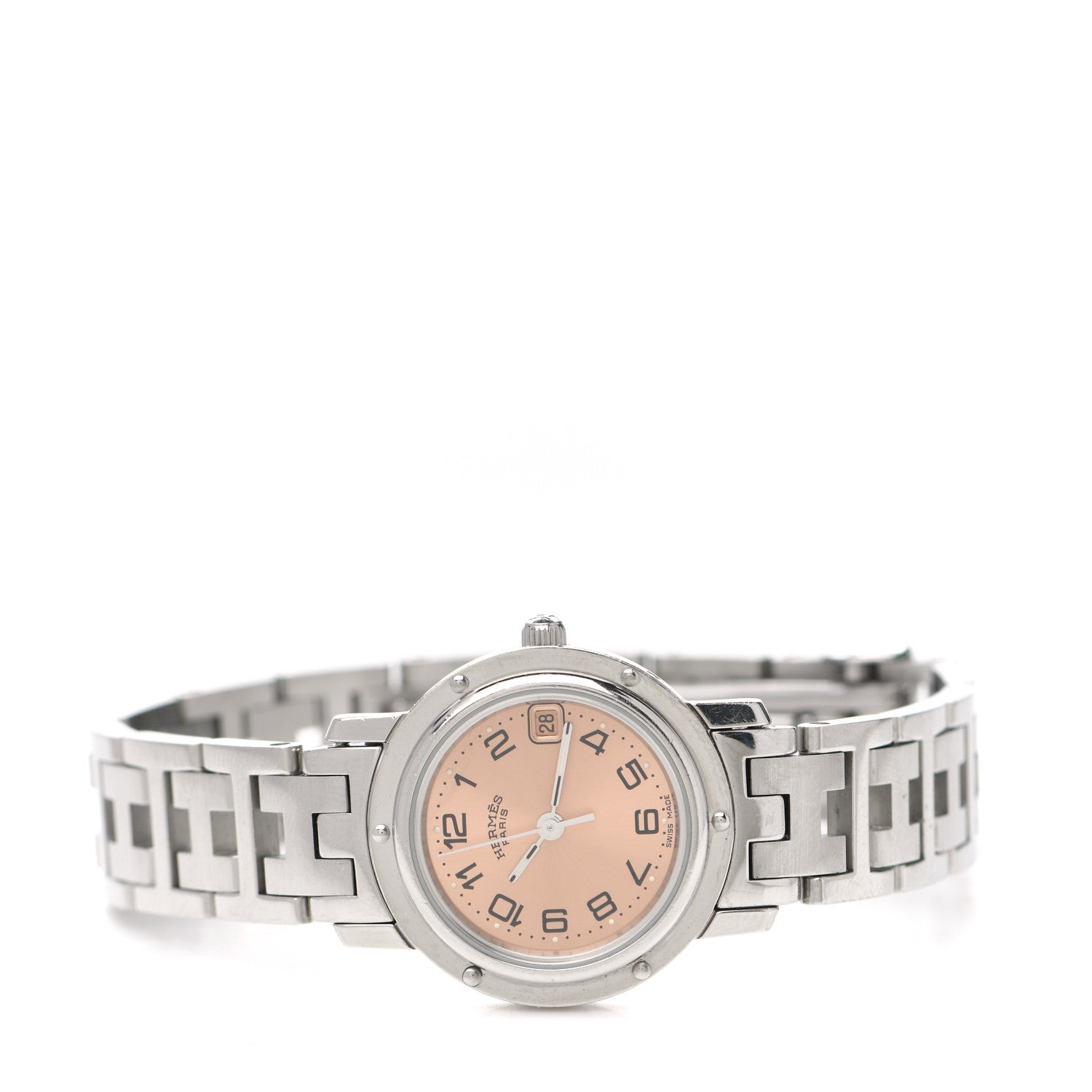 Hermes Stainless Steel 24mm Clipper Quartz Watch Pink 3 of 8
