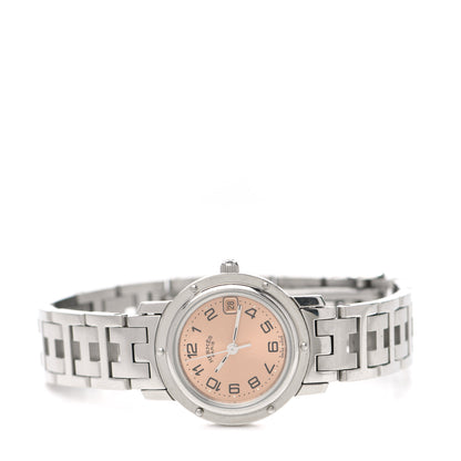 Hermes Stainless Steel 24mm Clipper Quartz Watch Pink 3 of 8