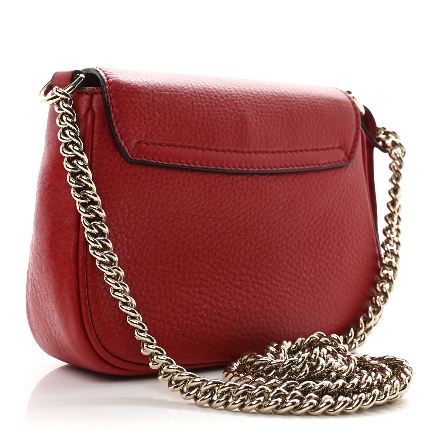 Pebbled Calfskin Small Soho Flap Crossbody Red