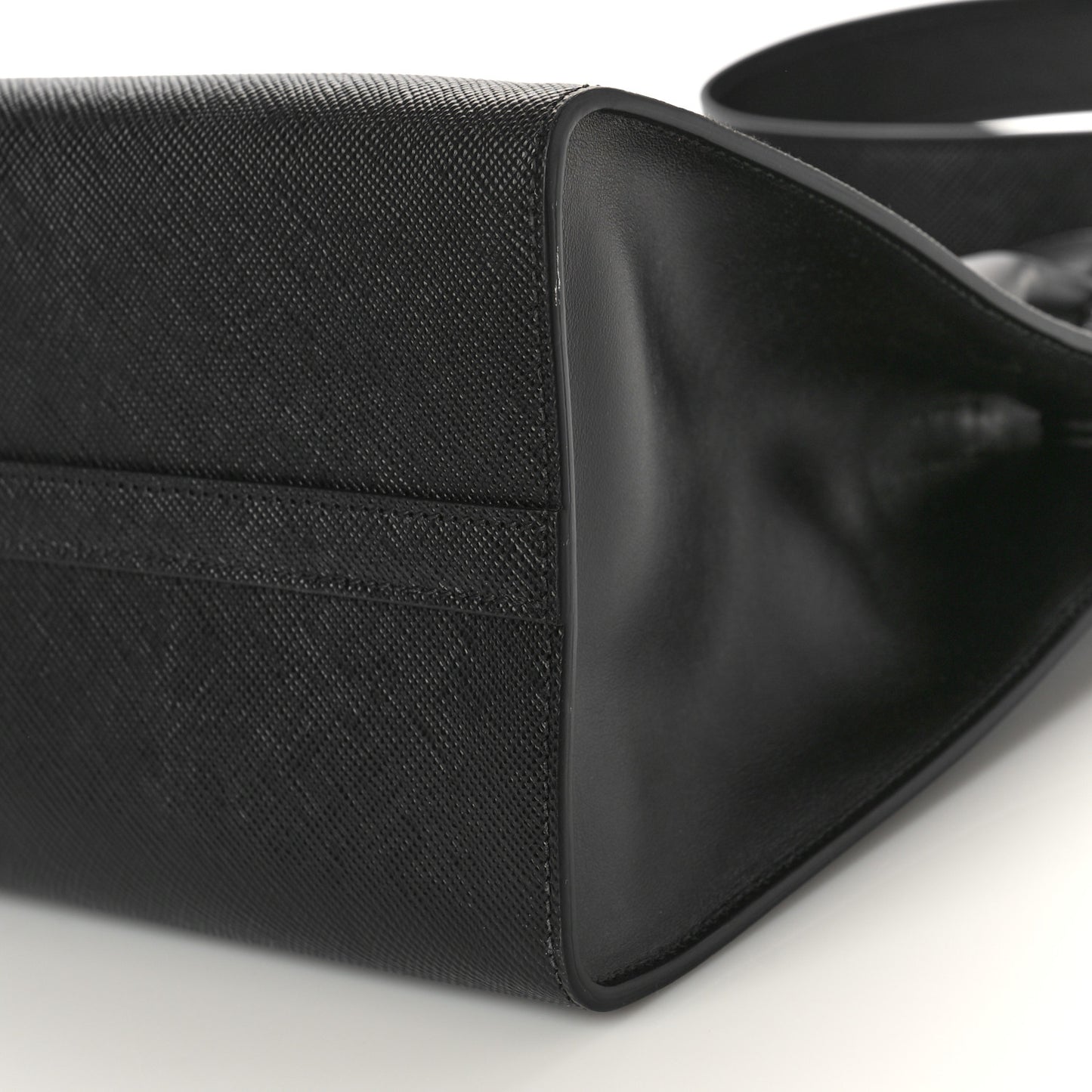 Saffiano Cuir Calfskin Medium Monochrome Top Handle Tote Black