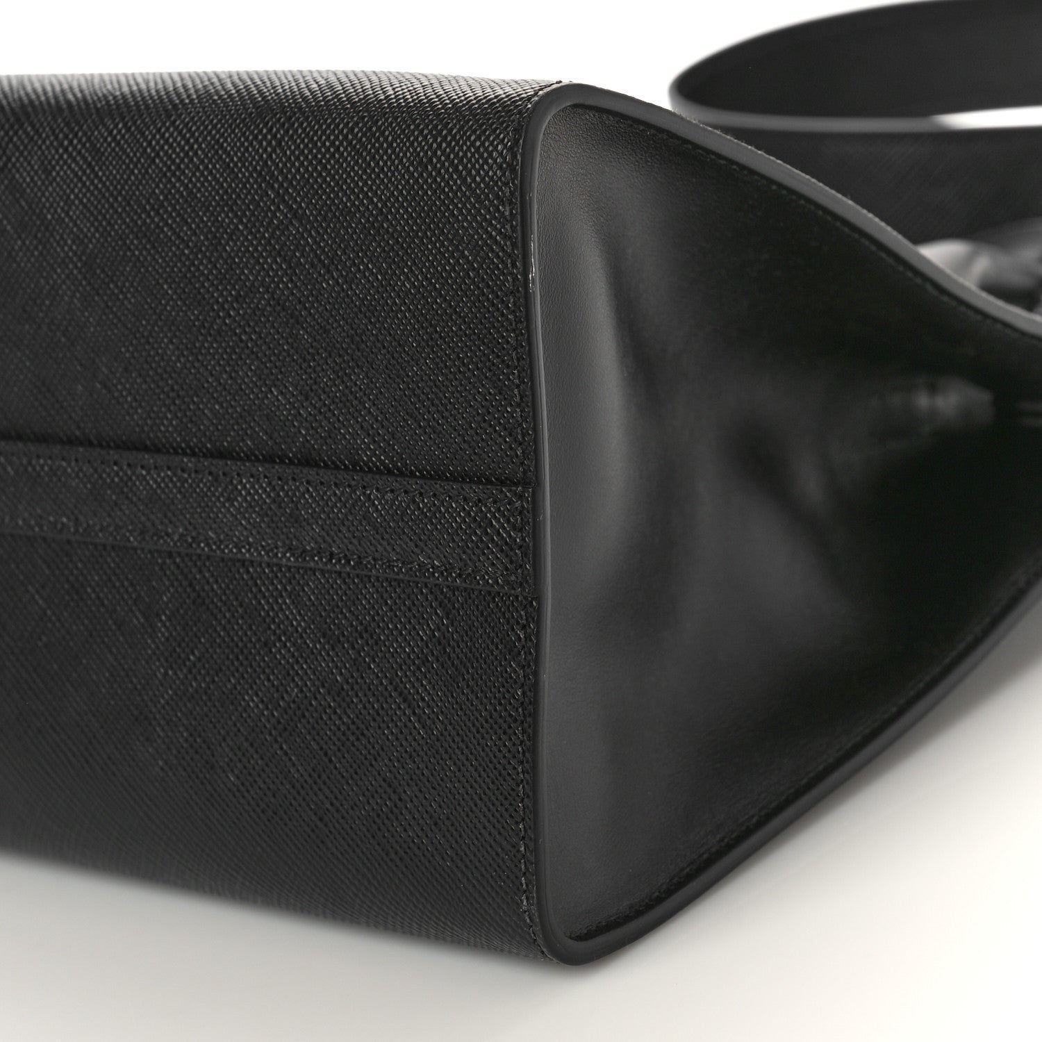 Prada Saffiano Cuir Calfskin Medium Monochrome Top Handle Tote Black 8 of 9