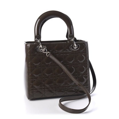 Christian Dior Patent Cannage Medium Lady Dior Dark Brown 2 of 9