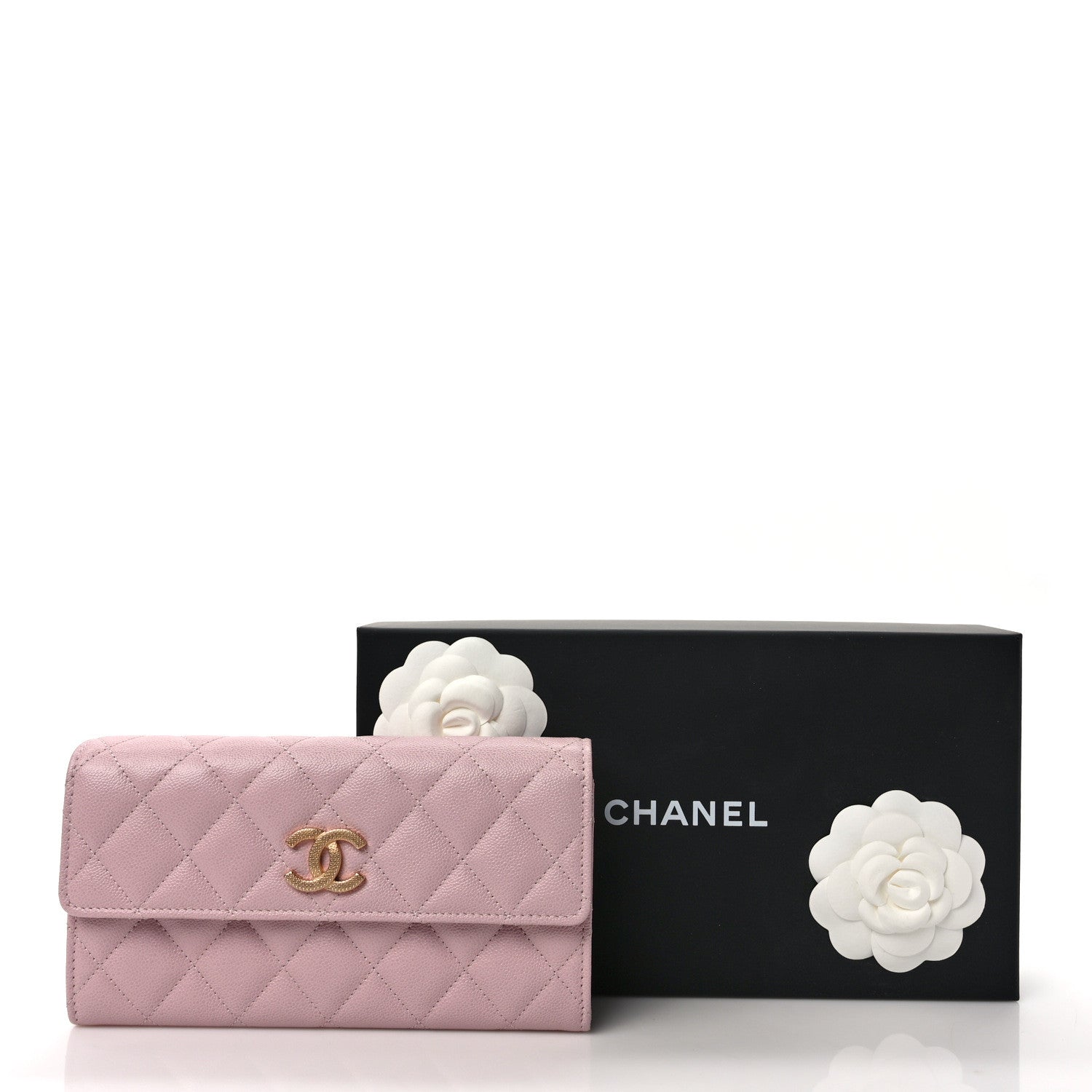 Chanel Caviar Quilted Studded CC Large Gusset Flap Wallet Light Pink 8 of 8