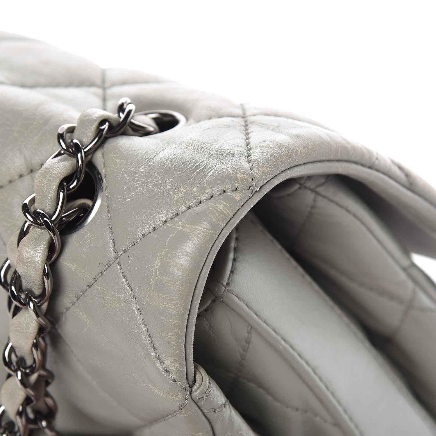 Chanel Lambskin Quilted 3 Large Flap Grey 14 of 16