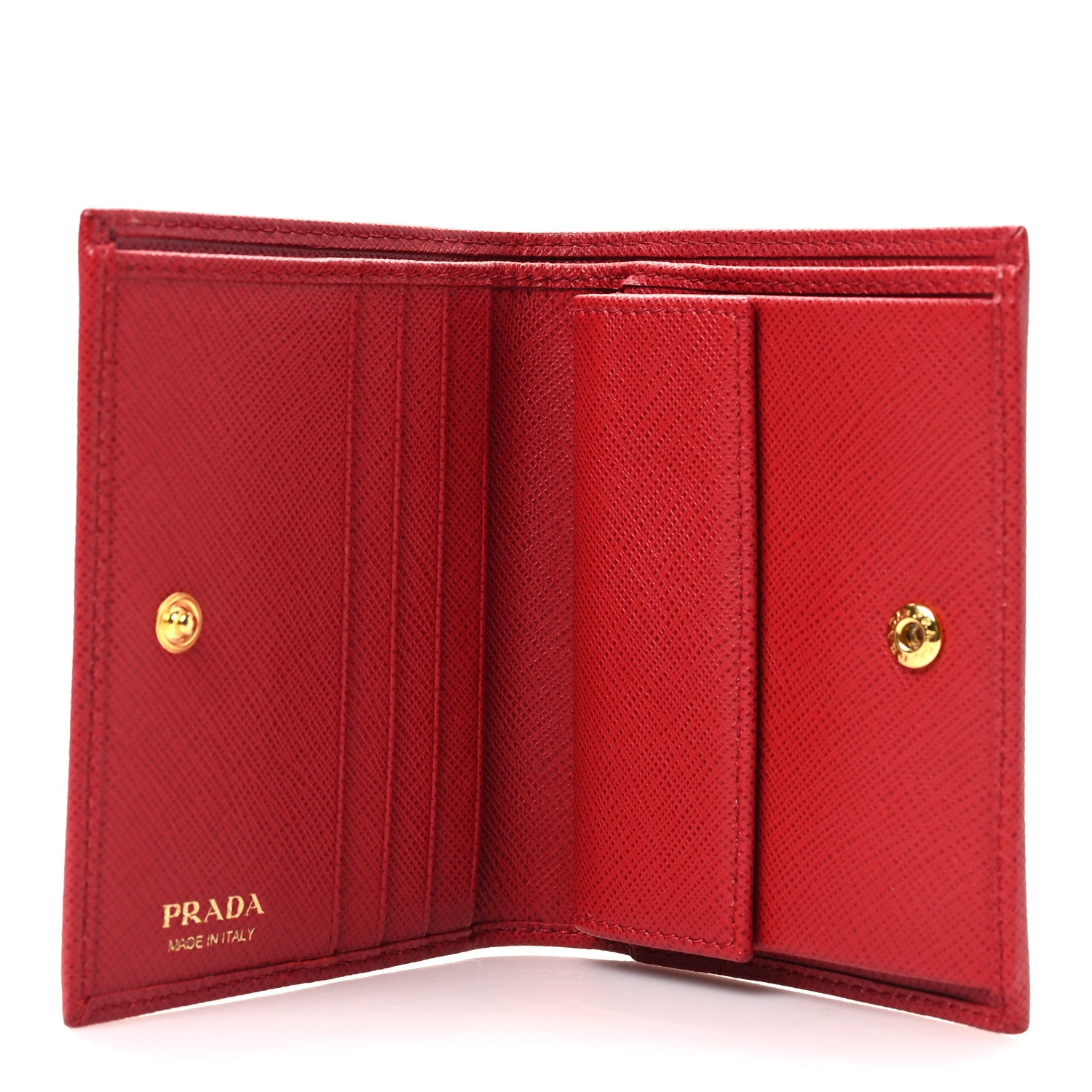 Prada Saffiano Metal Bi-Fold Wallet Fuoco 5 of 6