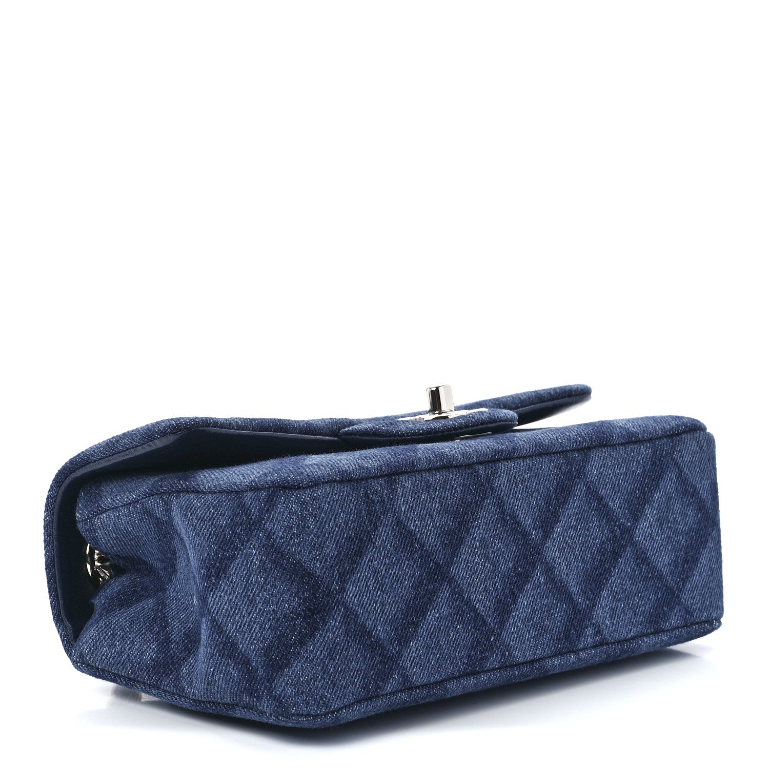 Chanel Printed Denim Quilted Mini Rectangular Flap Dark Blue 4 of 13