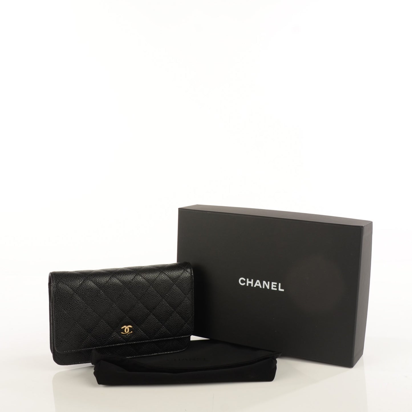 Caviar Quilted Wallet On Chain WOC Black