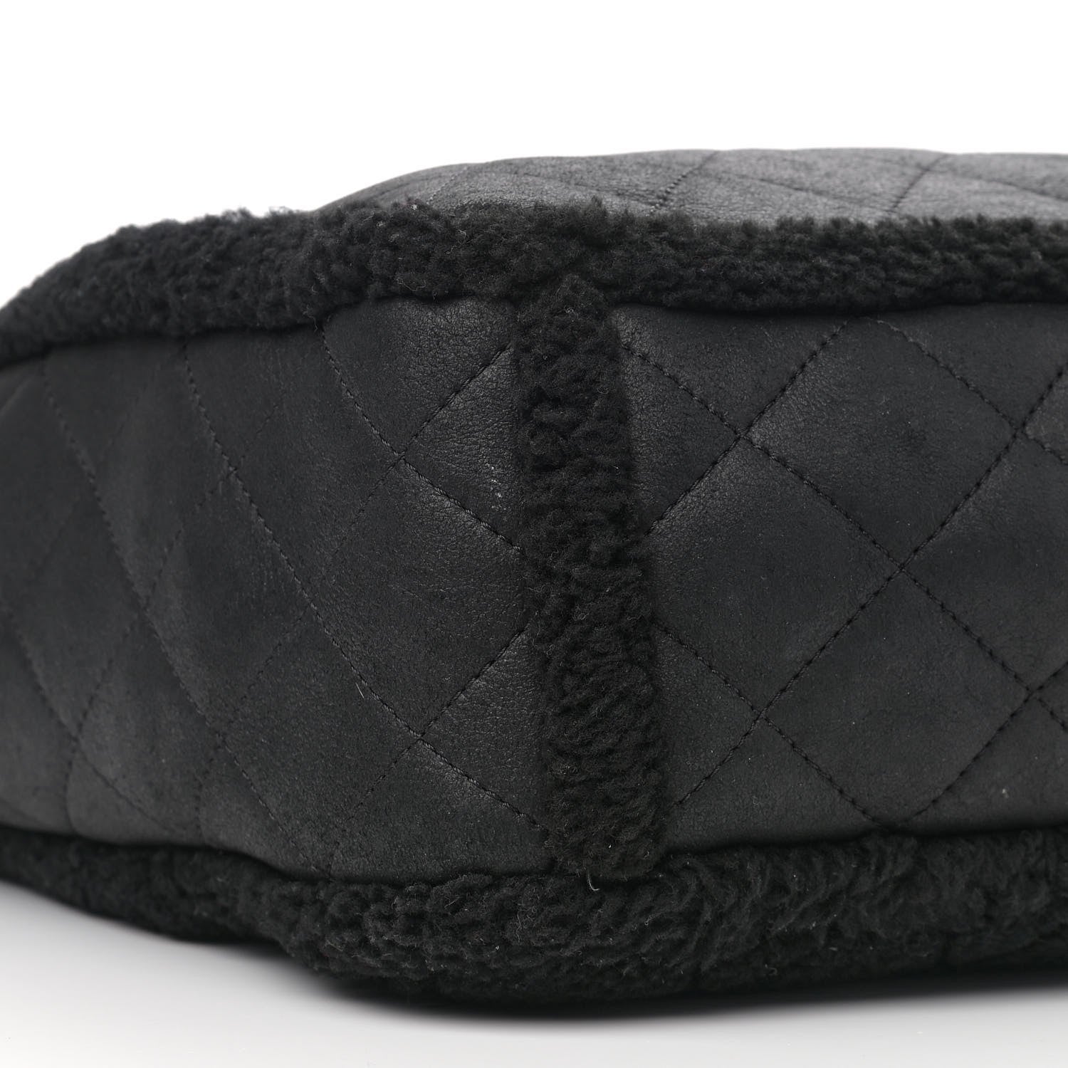 Chanel Lambskin Shearling Large Coco Neige Shopping Tote Black 8 of 10