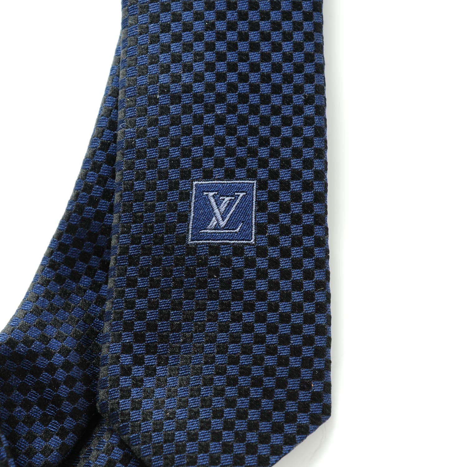 Louis Vuitton Damier Mens Neck Tie Blue 5 of 5