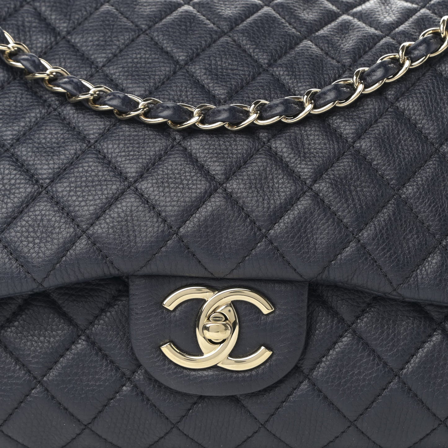 Calfskin Quilted XXL Travel Flap Bag Navy