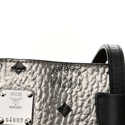 MCM Metallic Visetos Medium Shopper Tote Silver 12 of 13