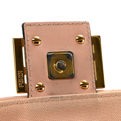 Fendi Canvas Vitello King Extra Strap FF Embroidered Baguette Baby Pink 11 of 13