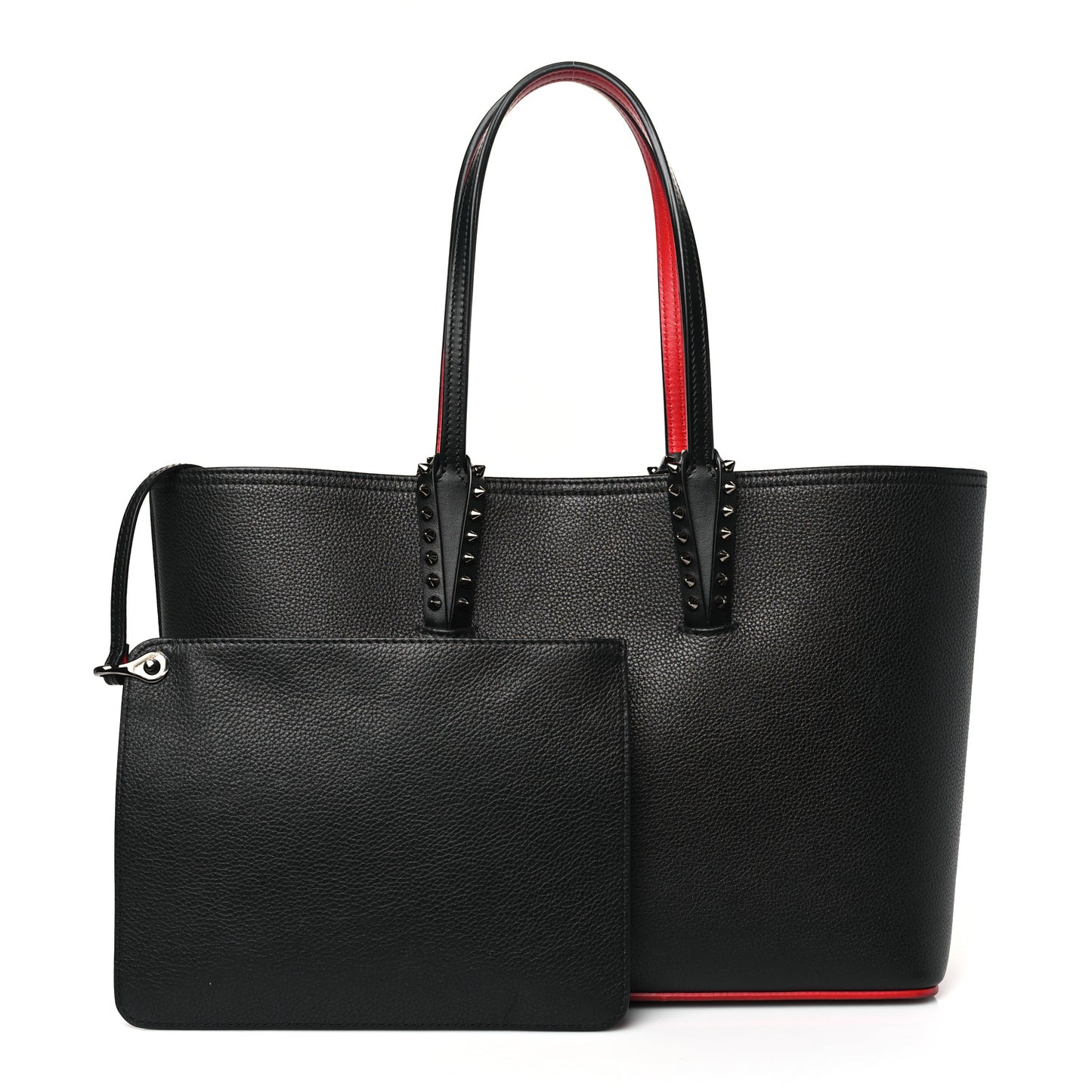 Calfskin Empire Spikes Small East West Cabata Tote Black