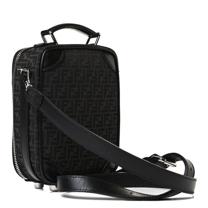 Fendi Recycled Fabric Jacquard Vitello Astro Micro FF Mini Trolley Bag Asfalto Black 3 of 15