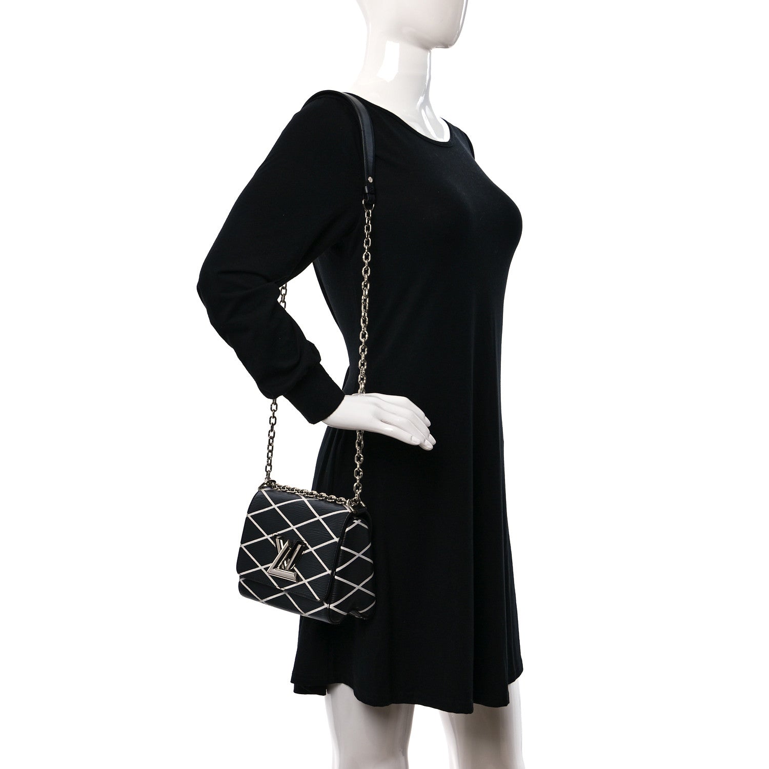 Louis Vuitton Epi Malletage Twist Shoulder Bag PM Black 2 of 9