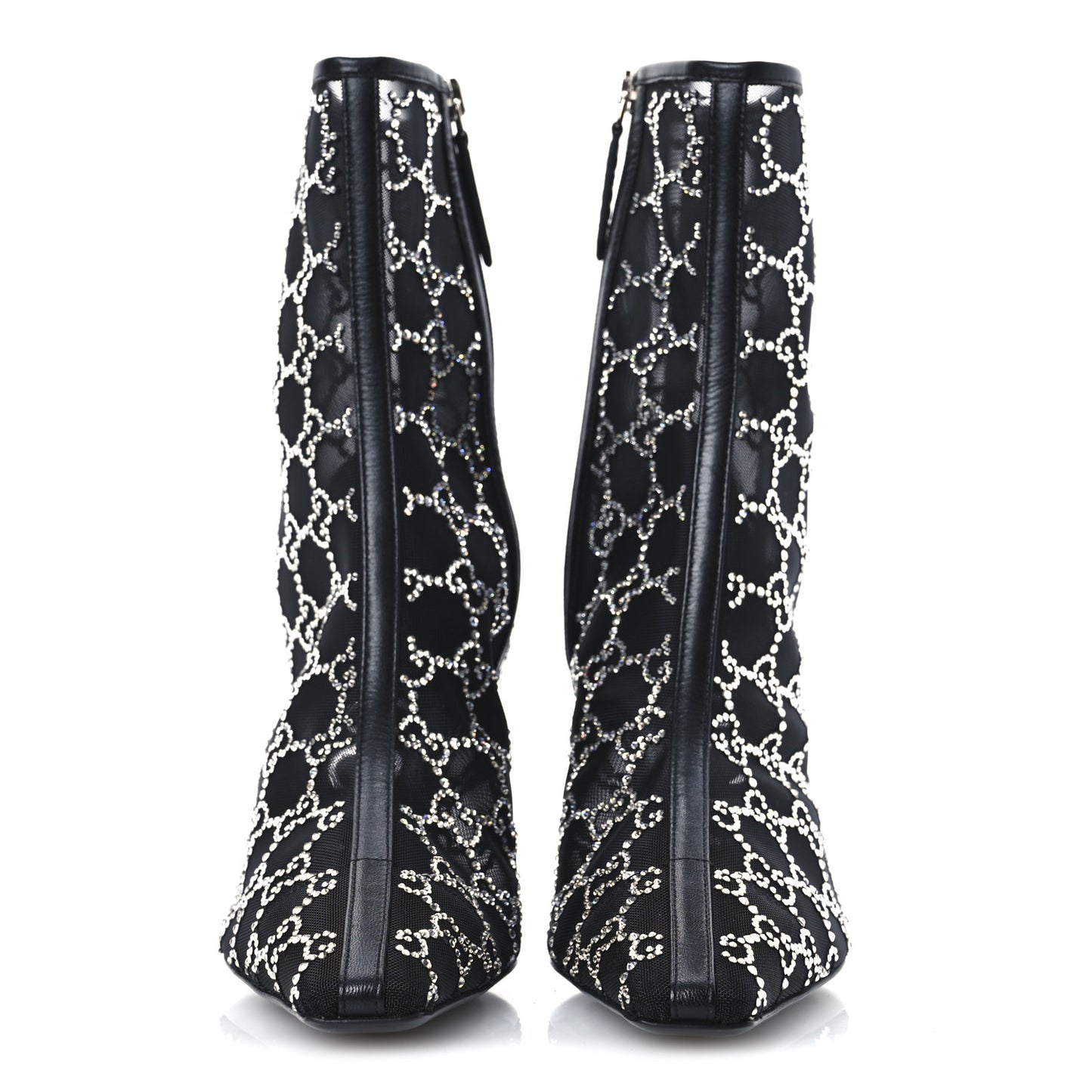 Tela Retino Kid Scamosciato Crystal GG Monogram Square Demi Boot 39 Black