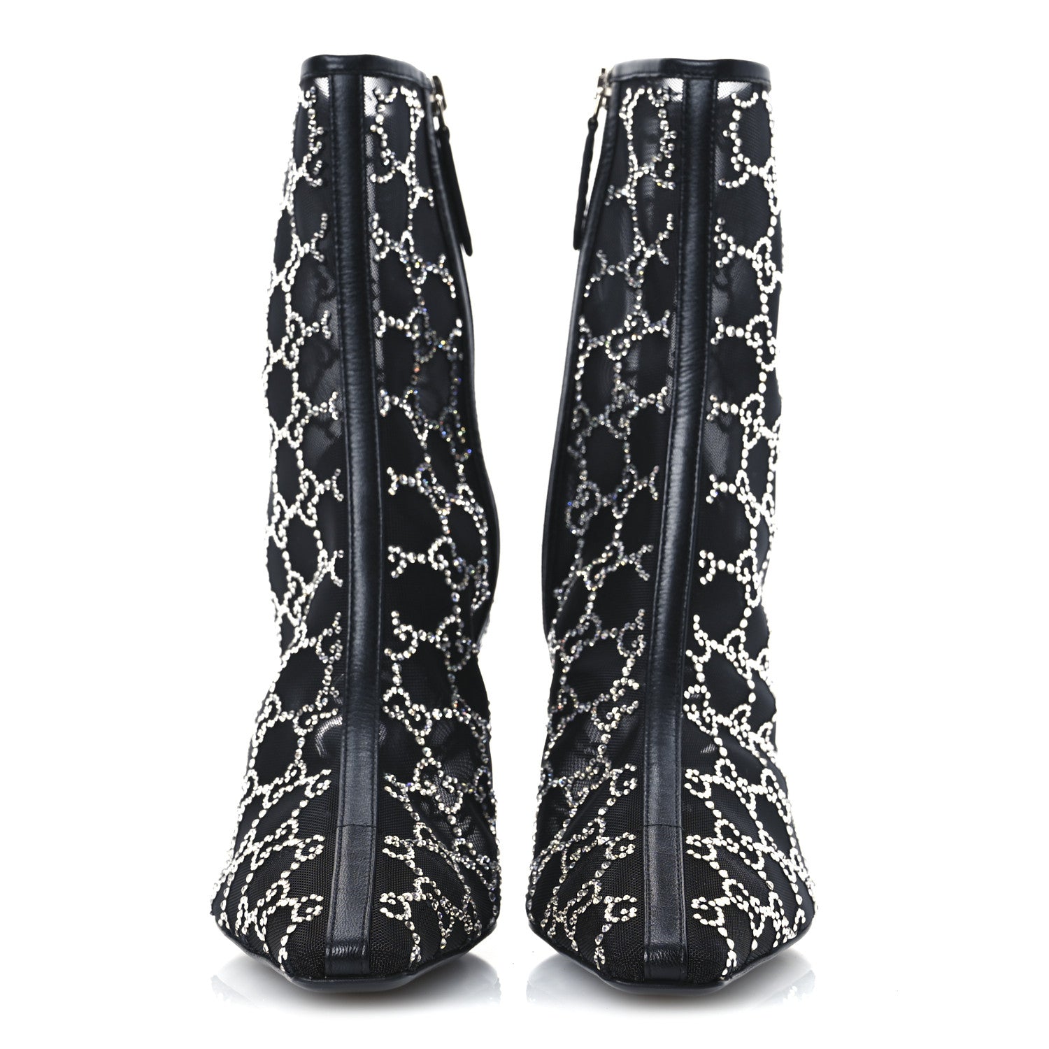 Gucci Tela Retino Kid Scamosciato Crystal GG Monogram Square Demi Boot 39 Black 3 of 11