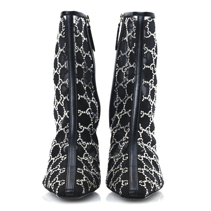 Gucci Tela Retino Kid Scamosciato Crystal GG Monogram Square Demi Boot 39 Black 3 of 11