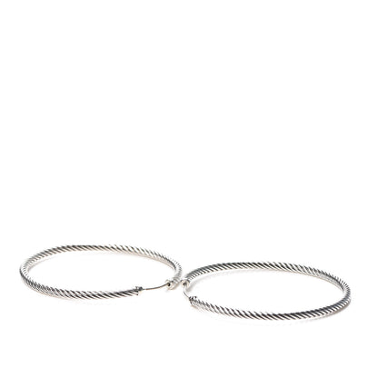 David Yurman Sterling Silver Extra Large Cable Classics Hoop Earrings 3 of 4