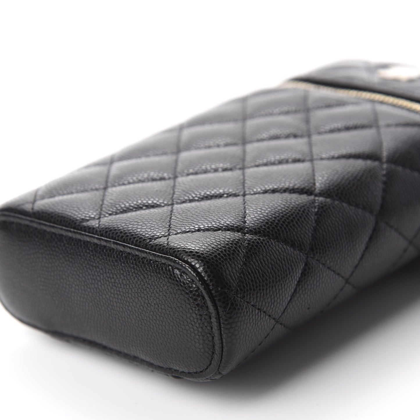 Caviar Quilted Phone Holder With Chain Black
