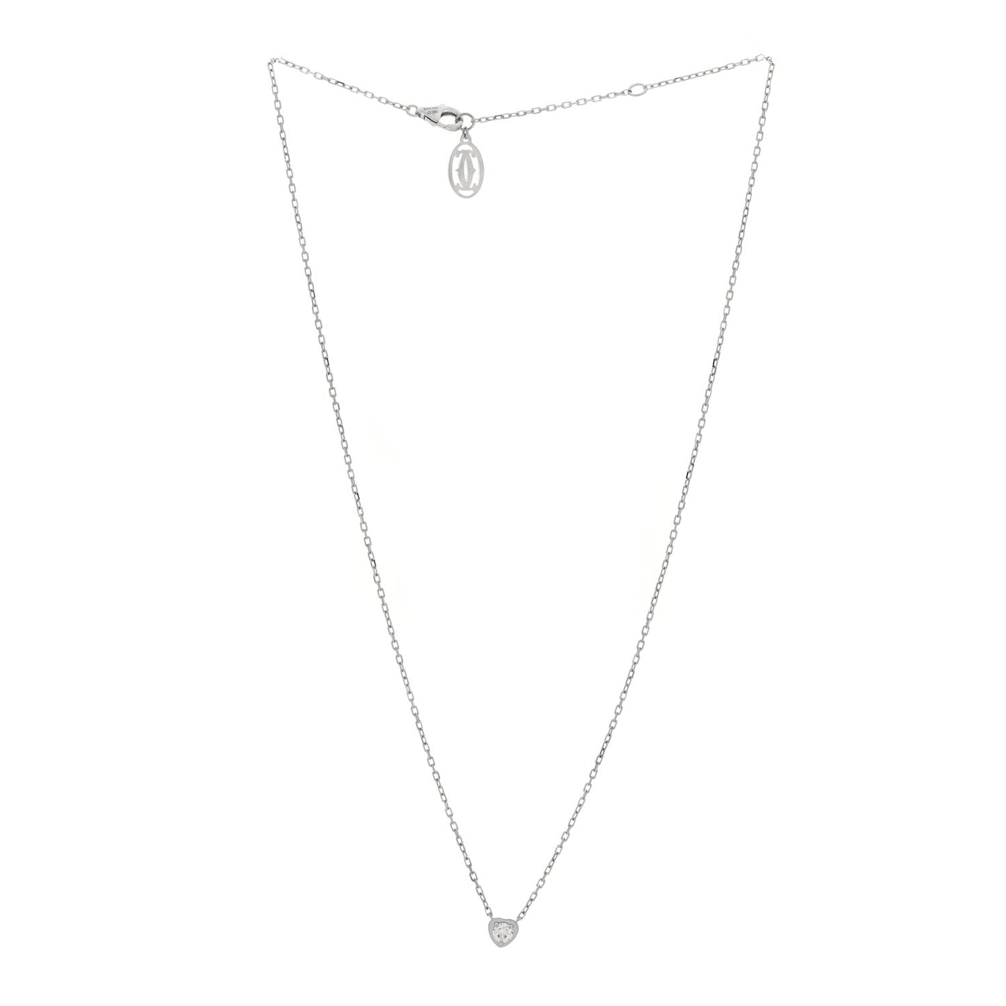 18K White Gold Diamond D'Amour Heart Pendant Necklace