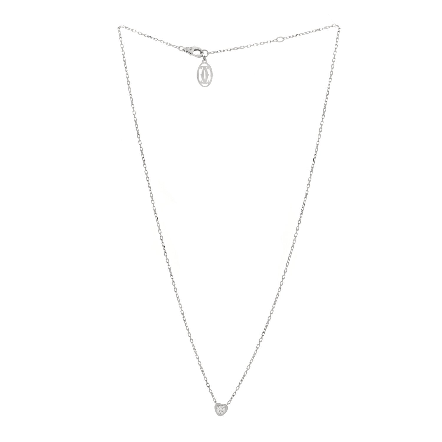 Cartier 18K White Gold Diamond D'Amour Heart Pendant Necklace 3 of 4
