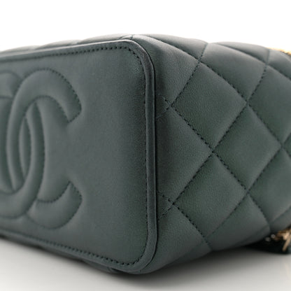 Chanel Iridescent Lambskin Quilted Small Top Handle Vanity Case With Chain Green 10 of 11