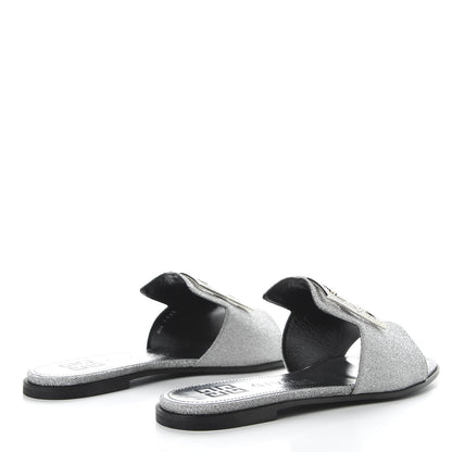 Givenchy Glitter Embellished Calfskin 4G Flat Sandals 36.5 Silver 4 of 10