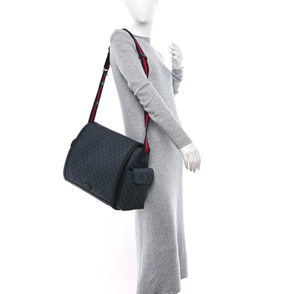 Gucci GG Supreme Monogram Web Messenger Diaper Bag Black Grey 2 of 10