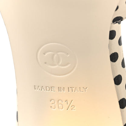 Chanel Printed Calfskin Polka Dot CC Platform Sandals 36.5 Ivory Black 7 of 8