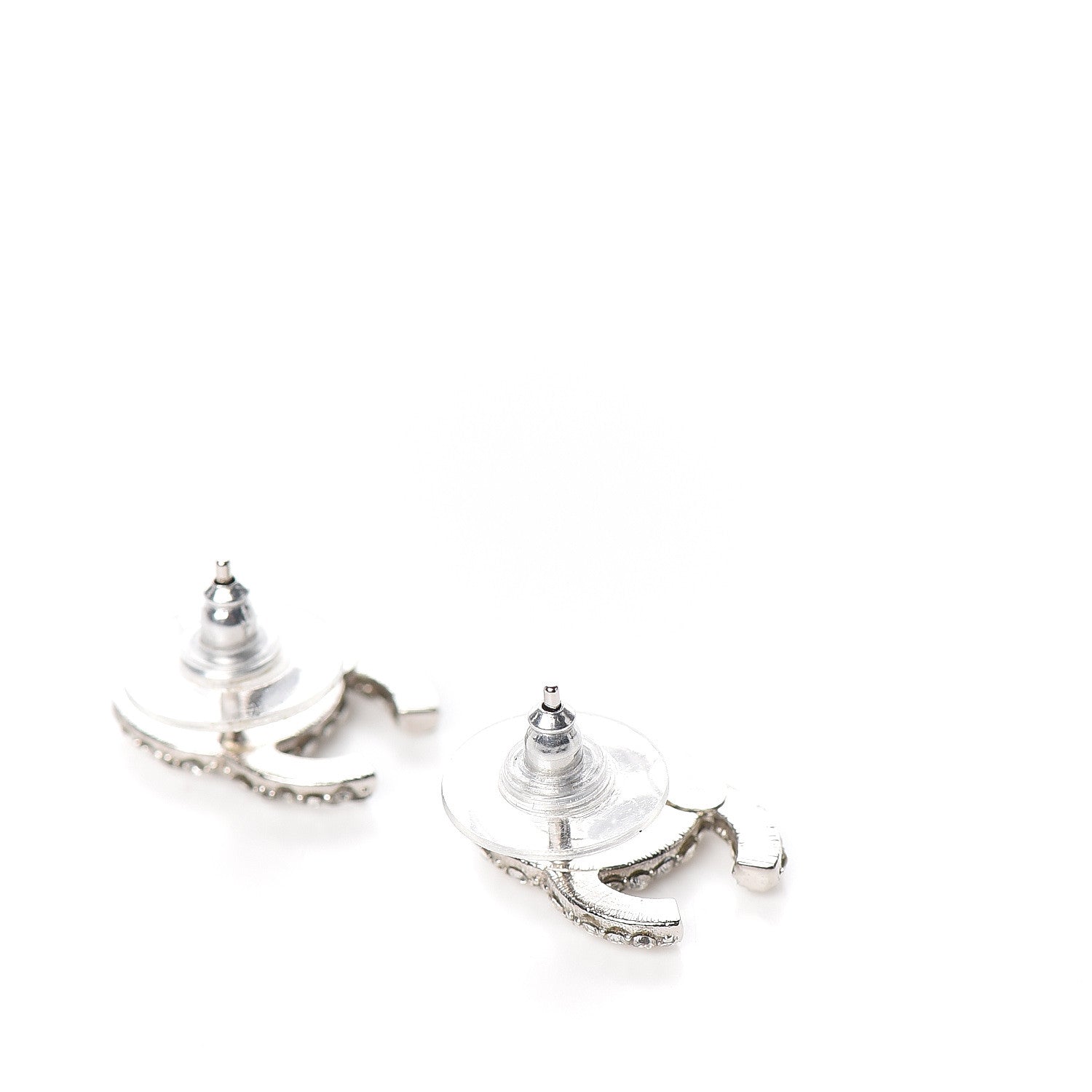 Chanel Crystal CC Earrings Silver 3 of 5