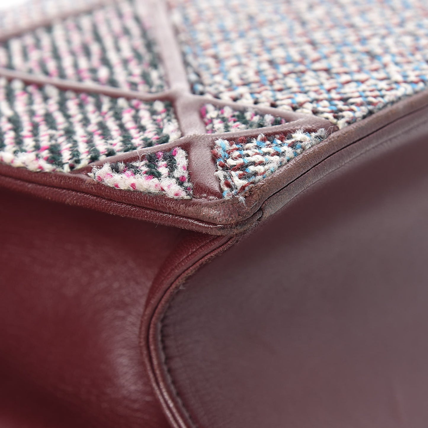 Tweed Calfskin Medium Diorama Flap Bag Burgundy Multicolor