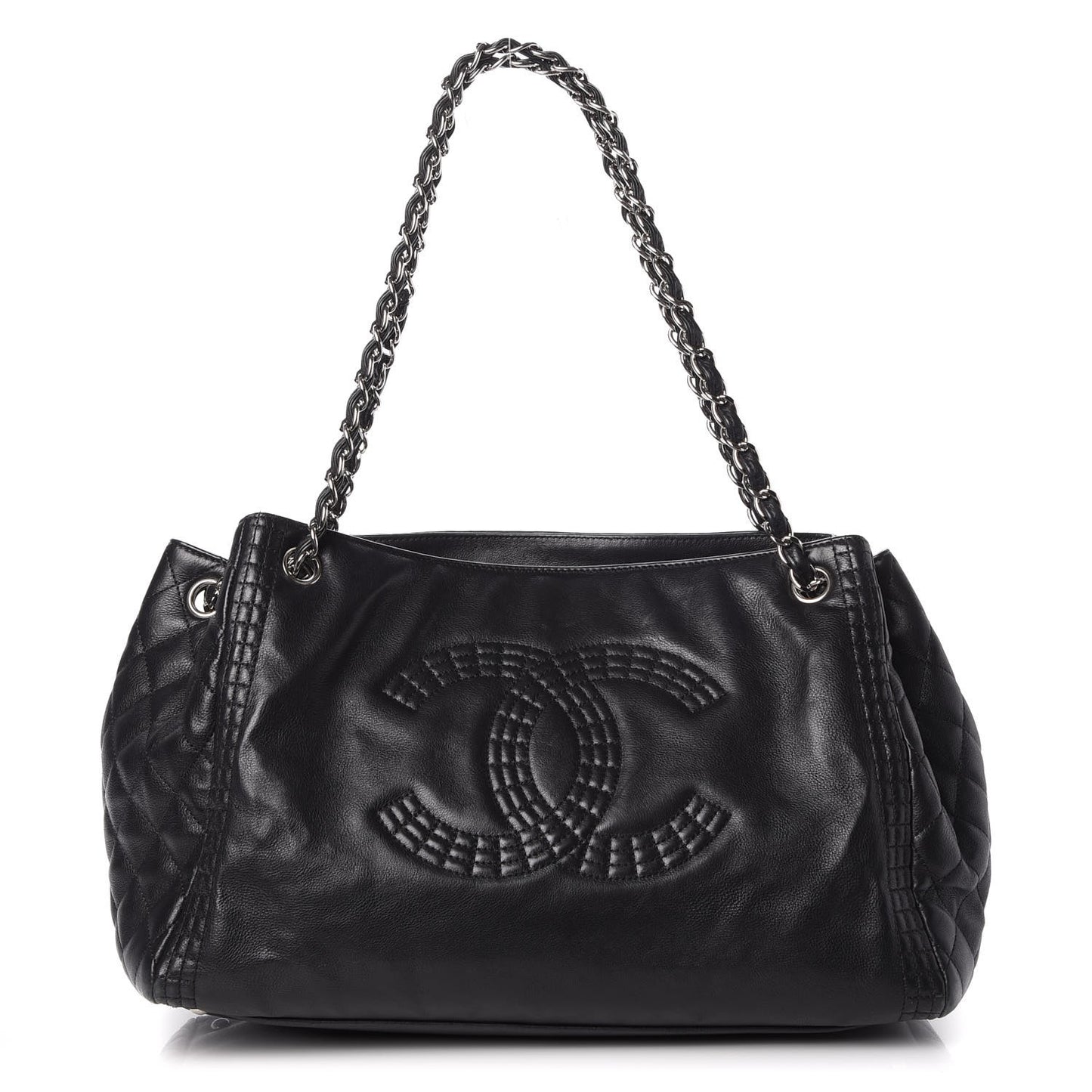 Calfskin Coco Bengal Open Accordion Tote Black