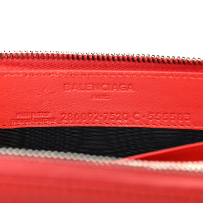 Balenciaga Agneau Arena Nappa Glover Classic Continental Zip Around Wallet Fire Orange 5 of 5