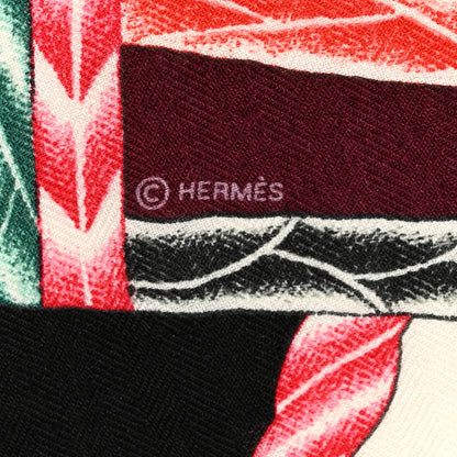 Hermes Cashmere Silk Robe Du Soir Shawl 140 White Vert Multicolor 4 of 13