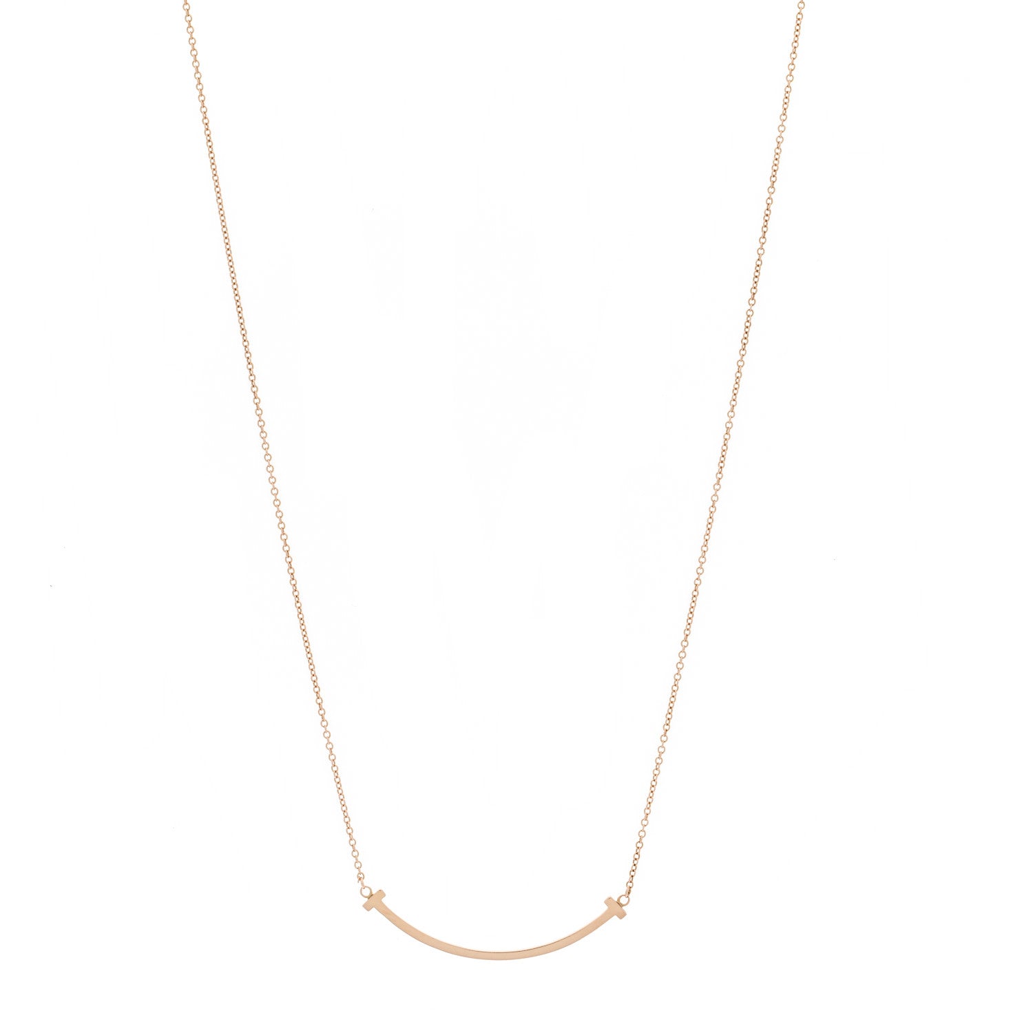 Tiffany 18K Rose Gold Small T Smile Pendant Necklace 1 of 5
