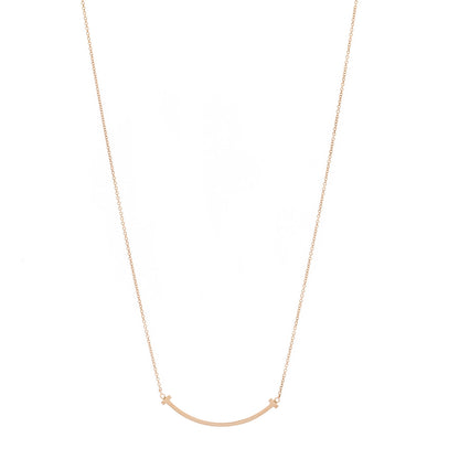 Tiffany 18K Rose Gold Small T Smile Pendant Necklace 1 of 5