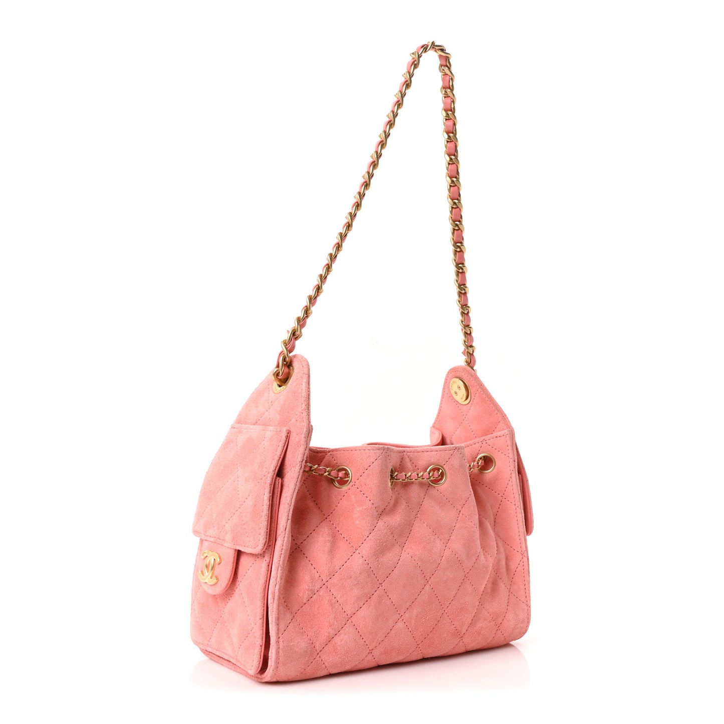 Suede Quilted Mini Chanel 25 Handbag Pink