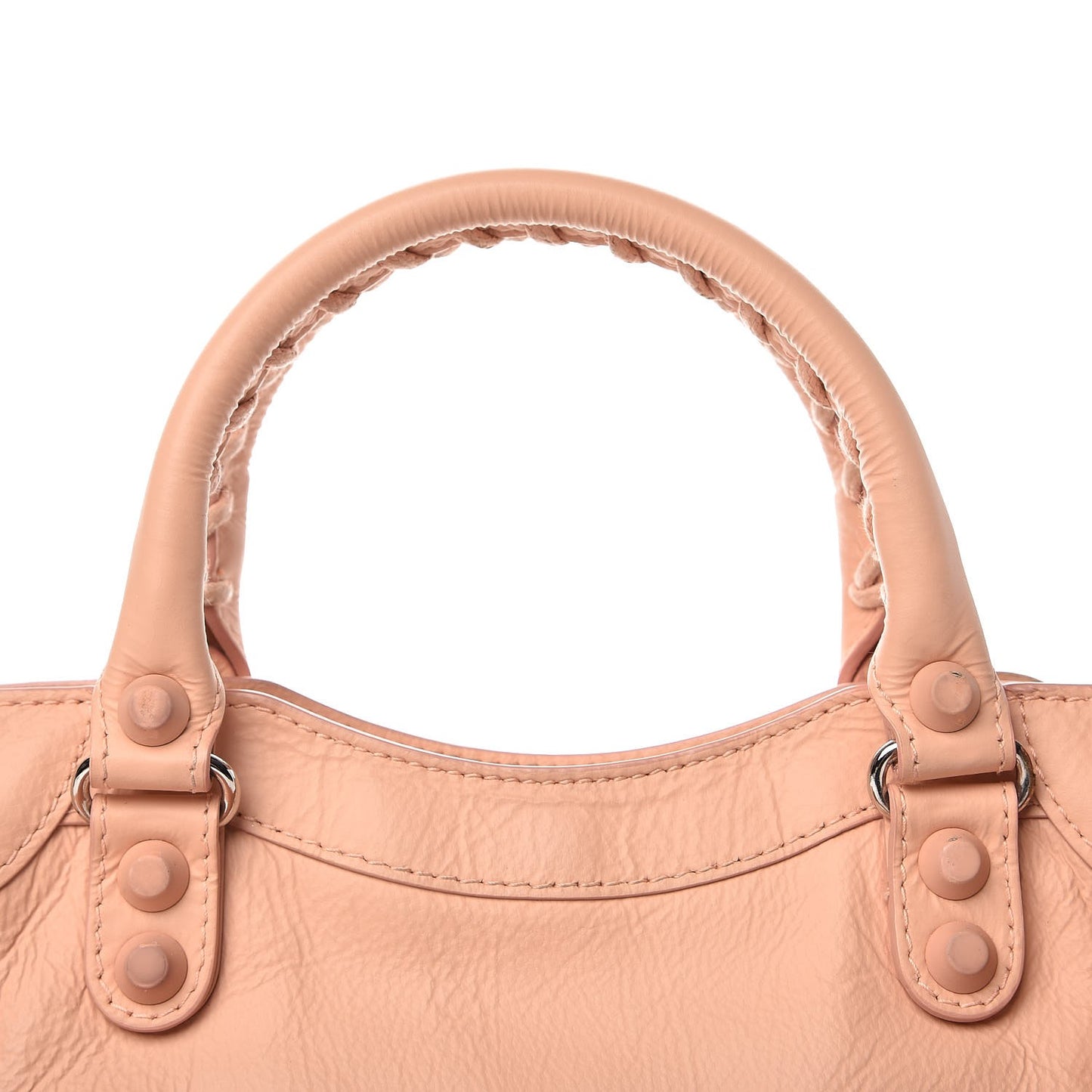 Matte Goatskin Rubber Covered Classic Hardware Mini City Rose Poudre