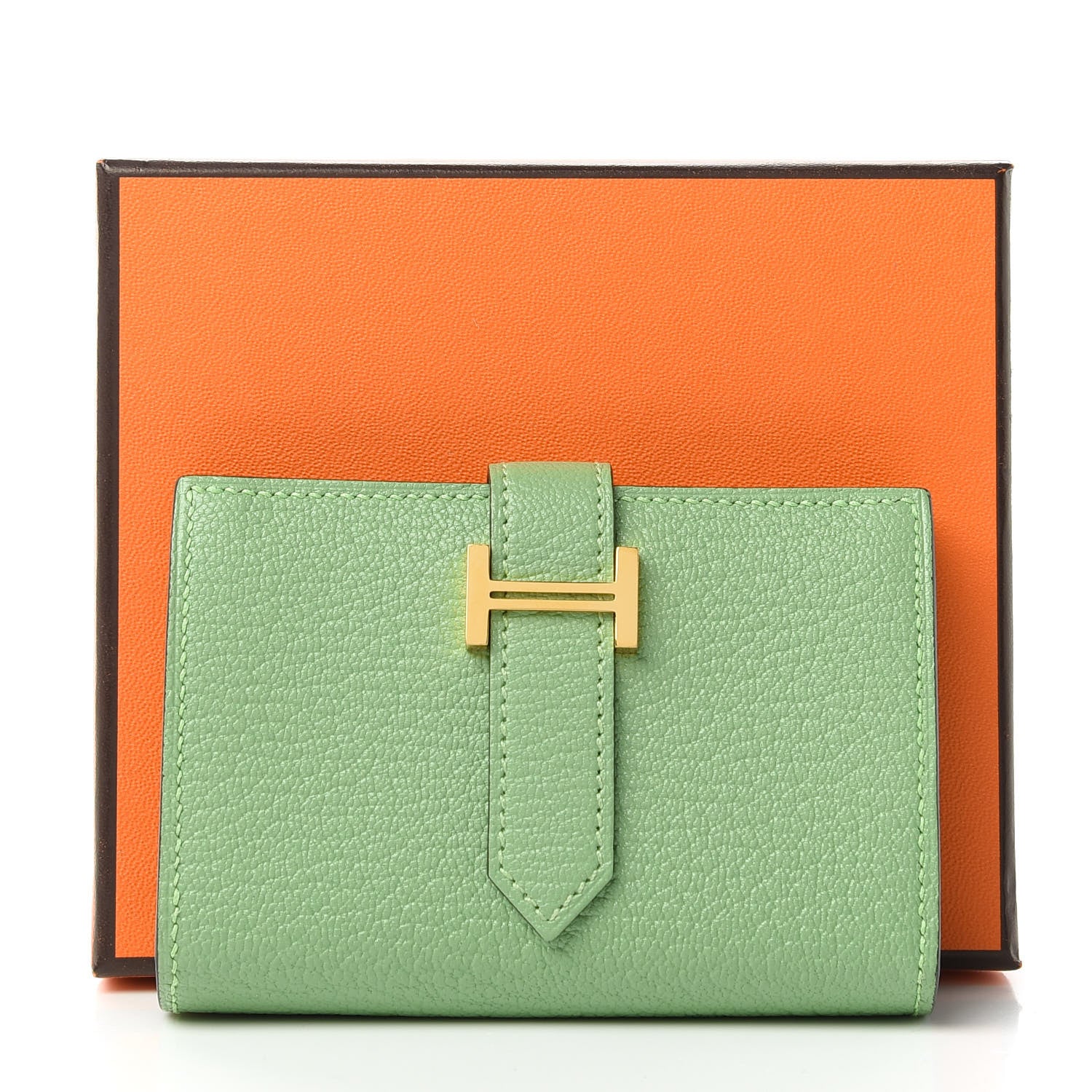 Hermes Chevre Mysore Mini Bearn Wallet Vert Criquet 11 of 11