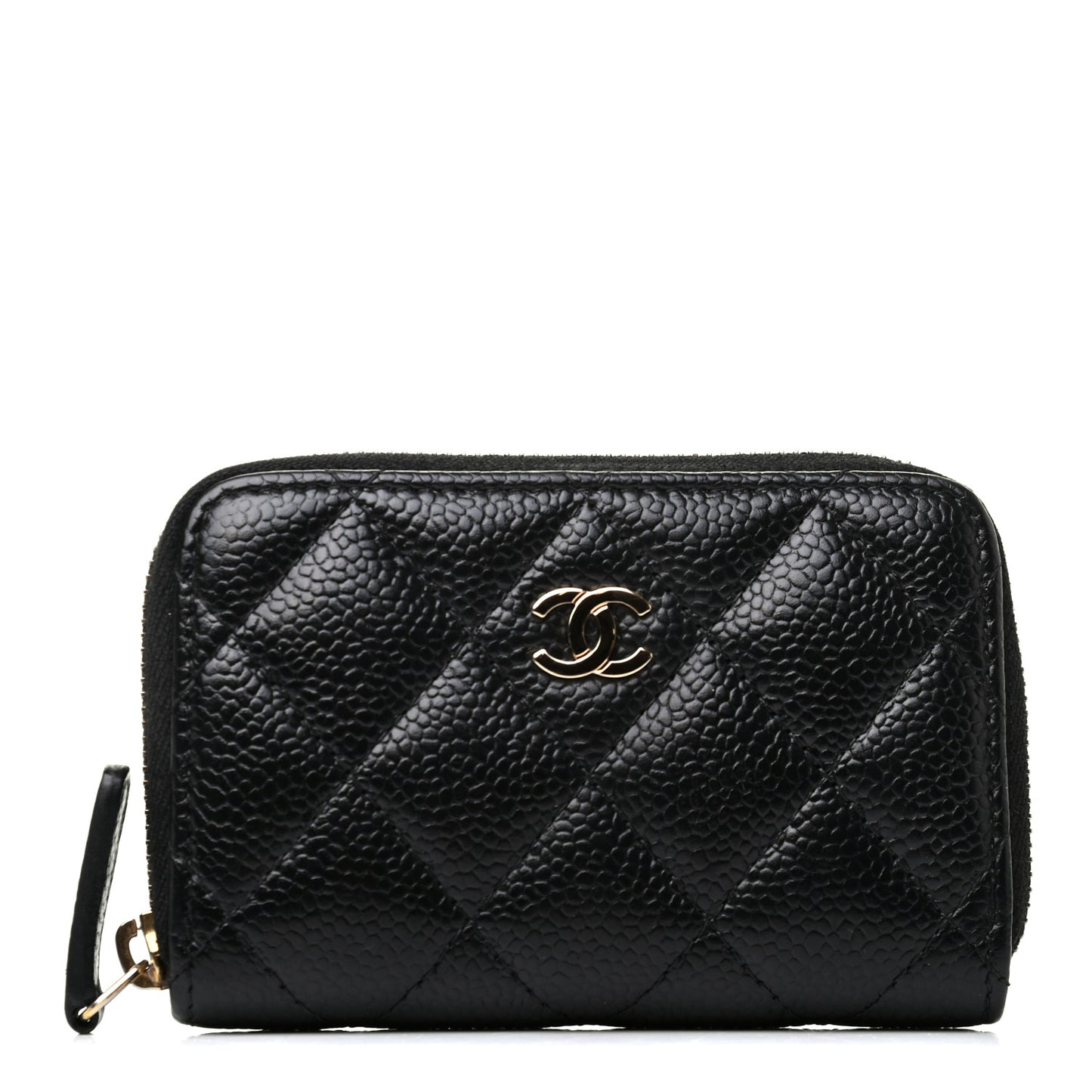 Caviar Quilted Zip Coin Purse Black