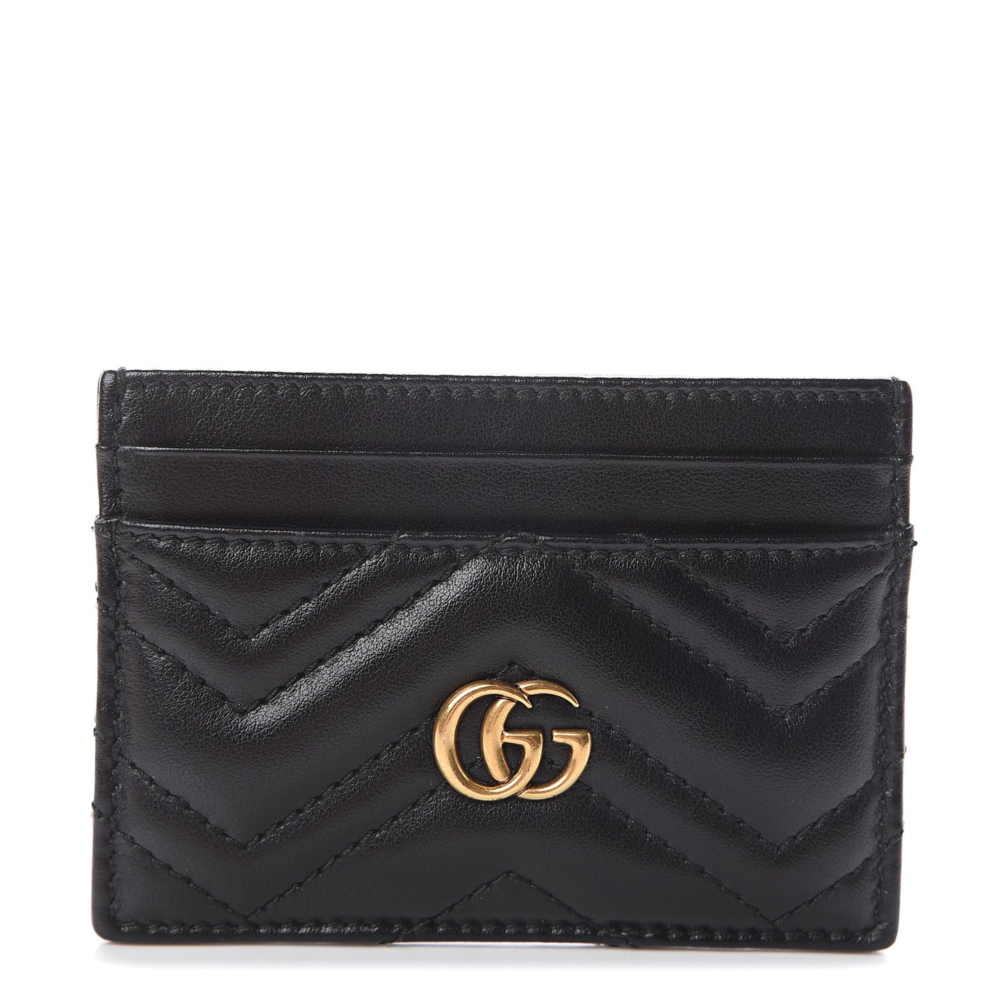 Calfskin Matelasse GG Marmont Card Holder Black